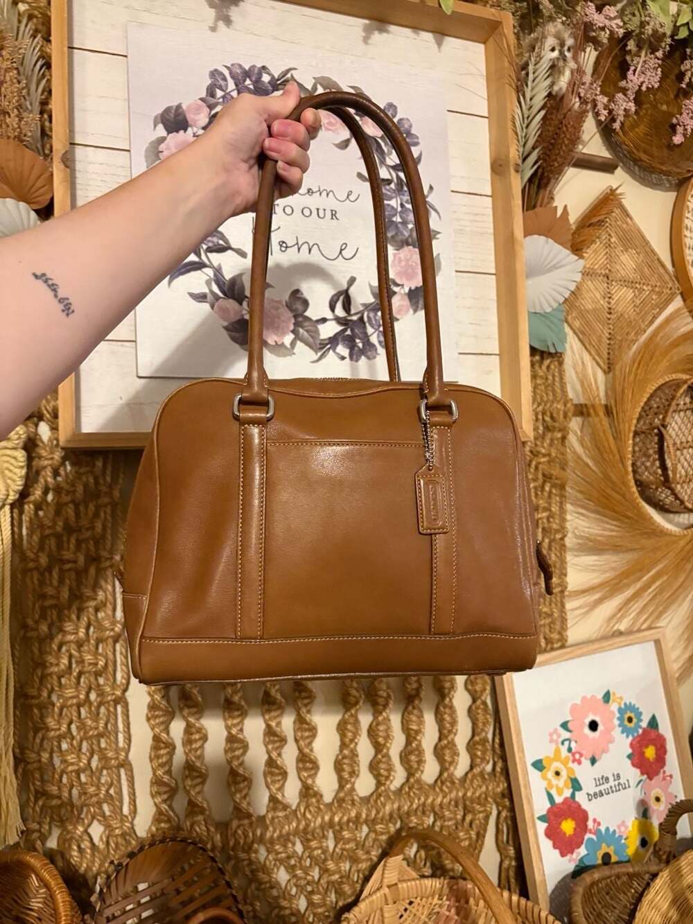 Vintage Coach Hampton Leather Satchel Handbag No. K0S-7786